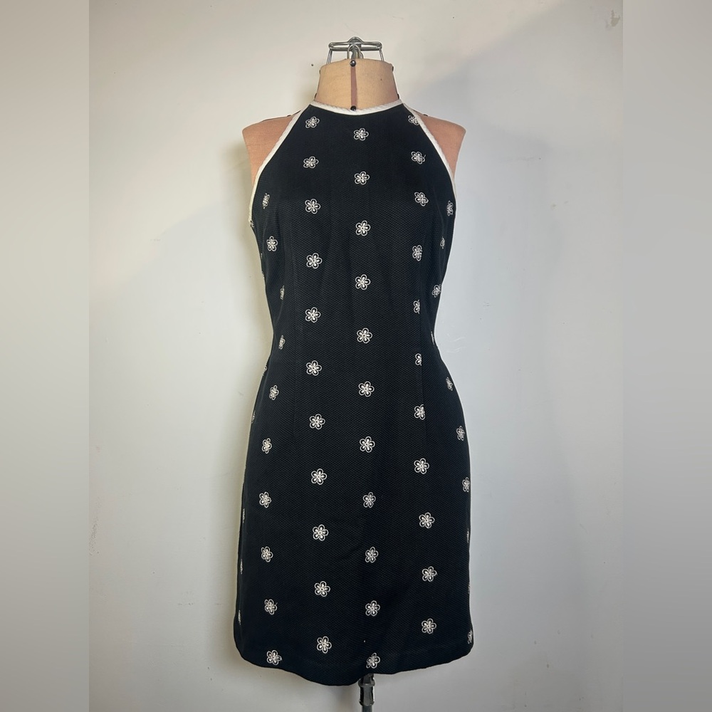 Vintage Laundry by Shelli Segal Black and White Daisy Halter Dress Size 8 - Picture 2 of 12